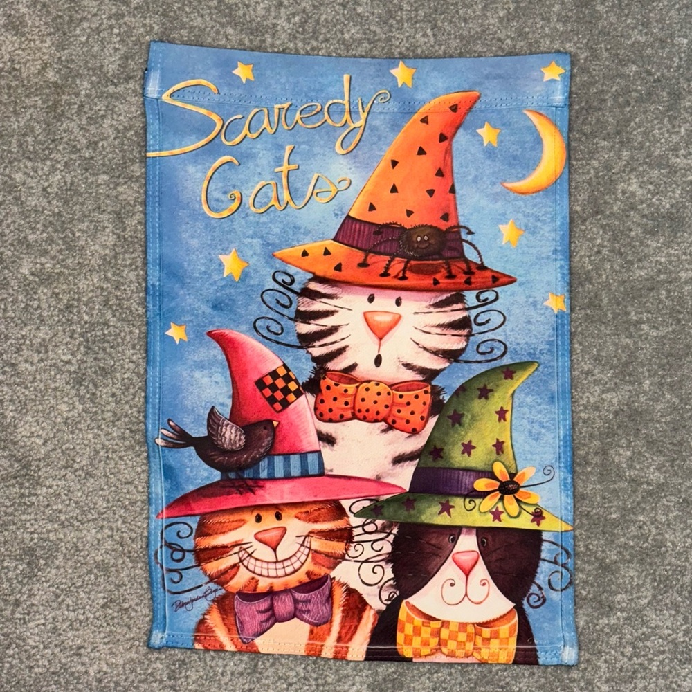 Scaredy Cats Halloween garden flag